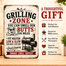 Load image into Gallery viewer, Grilling Zone metal sign gift idea for pitmasters and BBQ lovers
