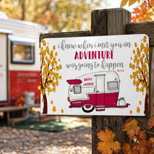 Load image into Gallery viewer, Happy Camper Metal Sign – Vintage Camper Quote Decor
