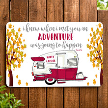 Load image into Gallery viewer, Happy Camper Metal Sign – Vintage Camper Quote Decor
