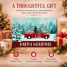 Load image into Gallery viewer, Thoughtful gift image featuring the Happy Holidays red truck Christmas metal sign
