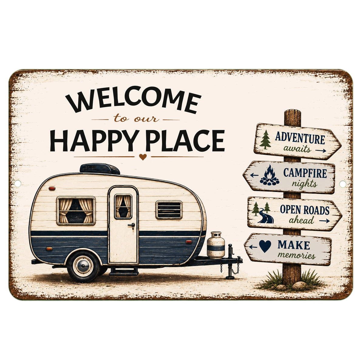 Welcome To Our Happy Place Sign | Camper & RV Decor – Dyenamic Art LLC