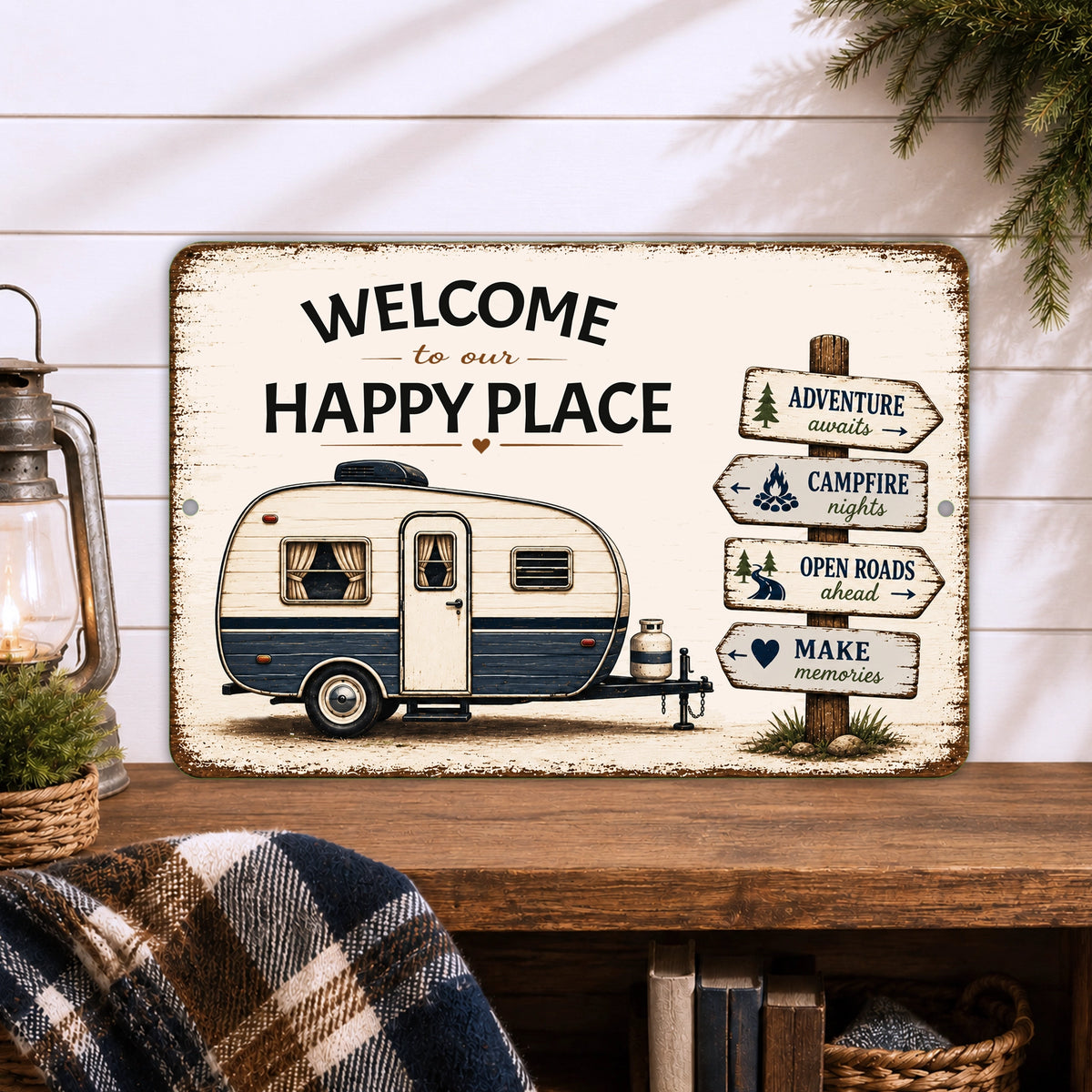 Welcome To Our Happy Place Sign | Camper & RV Decor – Dyenamic Art LLC