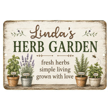 Load image into Gallery viewer, Personalized farmhouse herb garden sign isolated on neutral background
