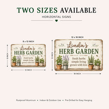 Load image into Gallery viewer, Herb garden sign showing available sizes in 8x12 and 12x18 inches
