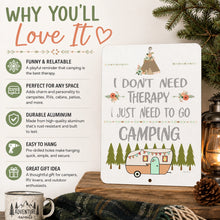 Load image into Gallery viewer, Funny camping sign infographic featuring rustic camper decor and camping gift ideas for RV lovers
