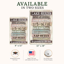 Load image into Gallery viewer, Lake Rules Metal Sign – Rustic Cabin &amp; Lake House Decor
