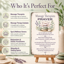 Load image into Gallery viewer, Massage Therapist Prayer metal sign gift infographic for massage therapists and wellness professionals
