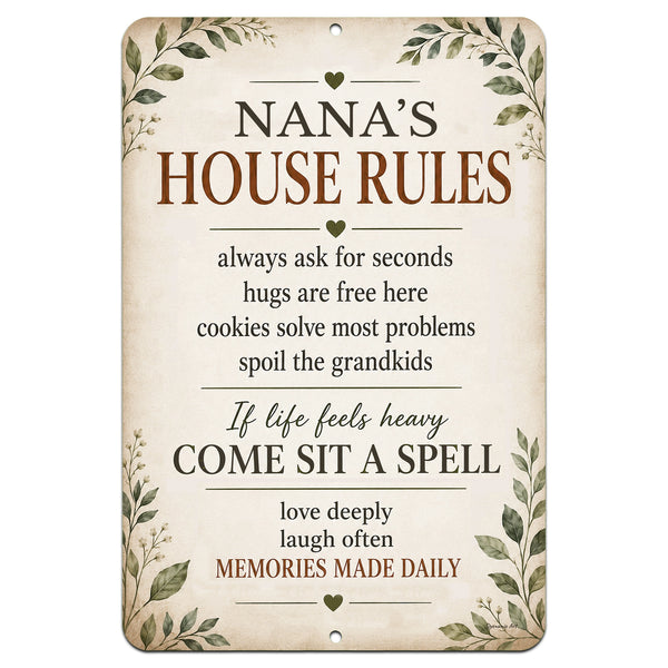 Nana’s House Rules Sign - Grandma Family Wall Decor