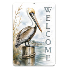 Load image into Gallery viewer, Pelican Welcome Sign – Nautical Beach Wall Decor
