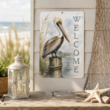 Load image into Gallery viewer, Pelican Welcome Sign – Nautical Beach Wall Decor
