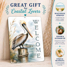 Load image into Gallery viewer, Pelican Welcome Sign – Nautical Beach Wall Decor
