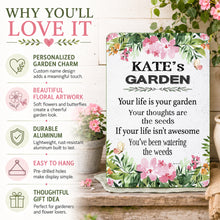 Load image into Gallery viewer, Why You'll Love It graphic for personalized floral garden sign with custom name and inspirational quote
