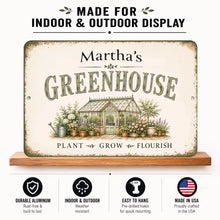 Load image into Gallery viewer, Personalized Greenhouse metal sign proudly crafted in North Carolina using vibrant sublimation printing
