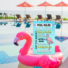 Load image into Gallery viewer, Pool Rules |  Metal Flamingo Sign
