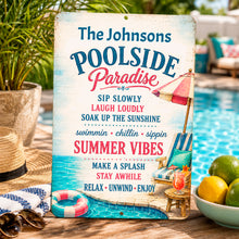Load image into Gallery viewer, Personalized Poolside Paradise Sign | Custom Pool Decor
