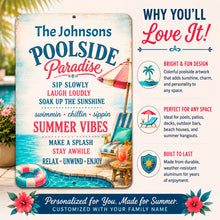 Load image into Gallery viewer, Personalized Poolside Paradise Sign | Custom Pool Decor
