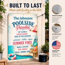 Load image into Gallery viewer, Personalized Poolside Paradise Sign | Custom Pool Decor
