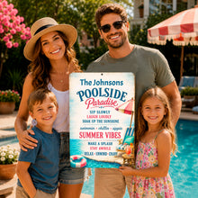Load image into Gallery viewer, Personalized Poolside Paradise Sign | Custom Pool Decor
