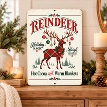 Load image into Gallery viewer, Christmas reindeer wall decor styled in a warm farmhouse interior with seasonal greenery, wood furnishings, and soft natural light.
