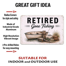 Load image into Gallery viewer, Retirement gift sign for fishing lovers featuring rustic lake decor and outdoorsman-inspired artwork
