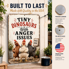 Load image into Gallery viewer, Funny chicken sign crafted from rust resistant aluminum with pre drilled mounting holes
