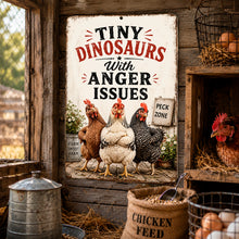 Load image into Gallery viewer, Funny chicken sign displayed in rustic barn setting with backyard chickens and farmhouse decor
