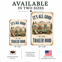 Load image into Gallery viewer, Trailer Hood metal sign shown in 8 x 12 and 12 x 18 inch size options
