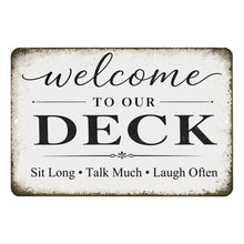 Load image into Gallery viewer, Deck Welcome Sign – Rustic Farmhouse Patio Wall Decor
