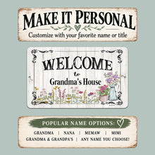 Load image into Gallery viewer, Personalized floral welcome sign with custom name choices for Grandma Nana Mimi Memaw or grandparents
