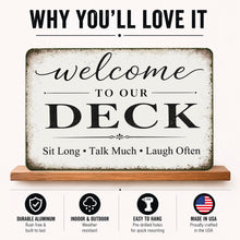 Load image into Gallery viewer, Deck Welcome Sign – Rustic Farmhouse Patio Wall Decor
