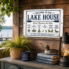 Load image into Gallery viewer, Welcome To Our Lake House Sign - Rustic Waterfront Decor
