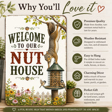 Load image into Gallery viewer, Welcome To Our Nut House sign made from durable aluminum for indoor outdoor display
