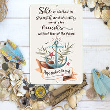 Load image into Gallery viewer, Hope Anchors the soul quote - nautical metal sign - Dyenamic Art
