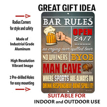 Load image into Gallery viewer, Dyenamic Art - Bar Rules Metal Sign- Funny Quote Bar Sign - Man Cave Beer Dec
