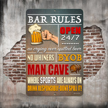 Load image into Gallery viewer, Dyenamic Art - Bar Rules Metal Sign- Funny Quote Bar Sign - Man Cave Beer Dec
