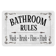 Load image into Gallery viewer, Dyenamic Art - Bathroom Rules Metal Sign - Elegant Design Toilet Quote Wall Decor
