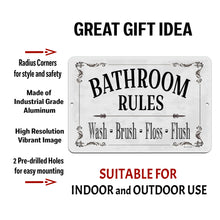 Load image into Gallery viewer, Dyenamic Art - Bathroom Rules Metal Sign - Elegant Design Toilet Quote Wall Decor
