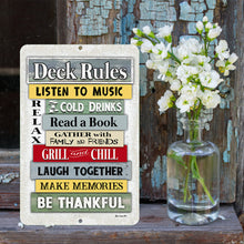 Load image into Gallery viewer, Dyenamic Art - Deck Rules Metal Sign - Make Memories Inspirational Sayings Wall Art
