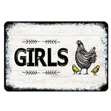 Load image into Gallery viewer, Dyenamic Art - Girls Bathroom Sign - Farmhouse Metal Hen Restroom Decor
