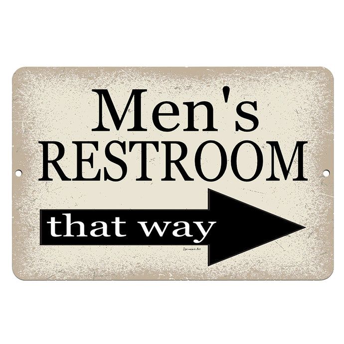 Dyenamic Art - Men's Restroom That Way Funny Bath Metal Sign - Right Pointing Arrow