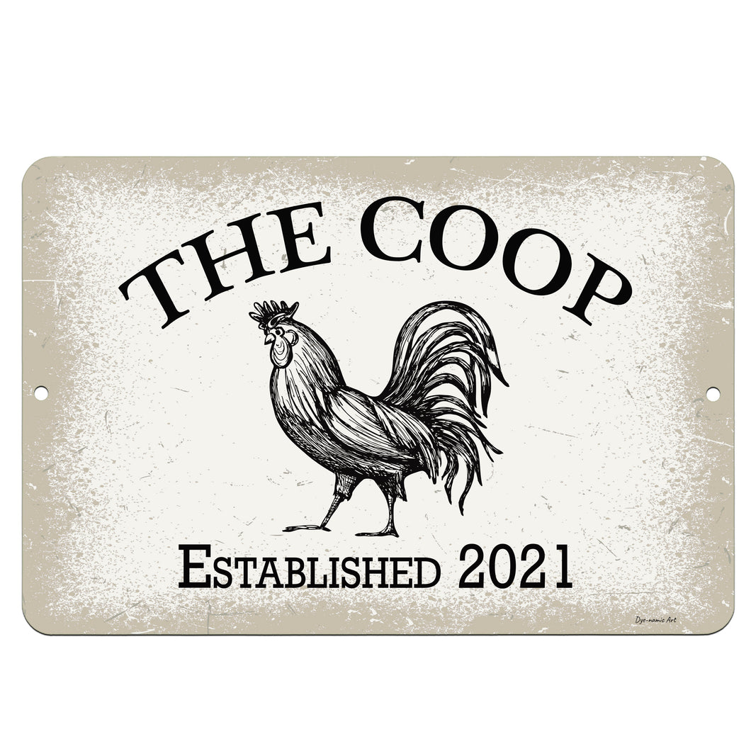 Dyenamic Art - Personalized Chicken Coop Metal Sign - Custom Name Farmhouse Wall Decor