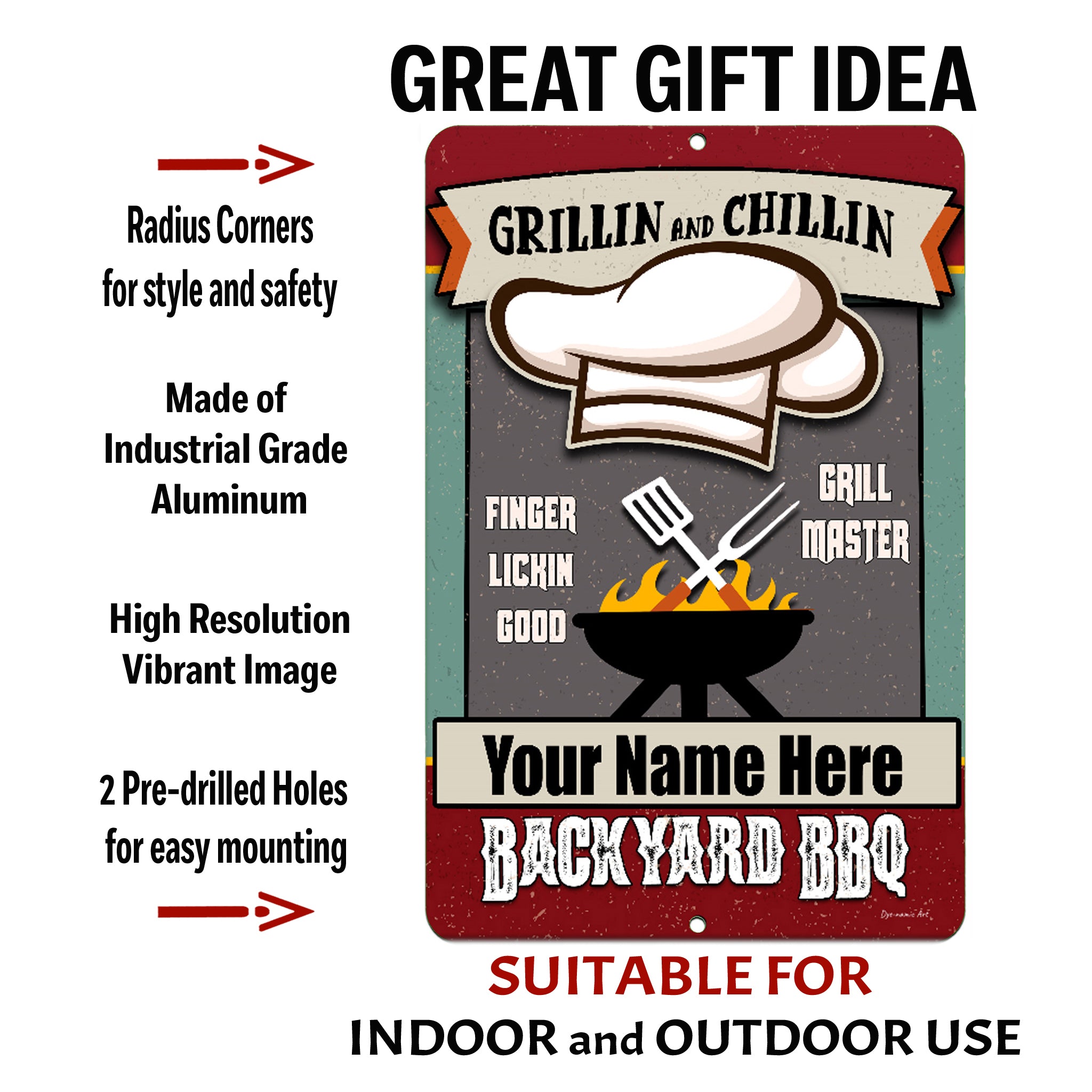 Personalized Metal BBQ Sign, Grilling Gifts Sign Personalized