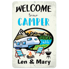 Load image into Gallery viewer, Dyenamic Art - Personalized Welcome to Our Camper Metal Sign -  Custom Camping Decor
