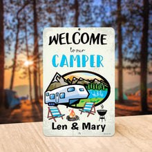 Load image into Gallery viewer, Dyenamic Art - Personalized Welcome to Our Camper Metal Sign -  Custom Camping Decor
