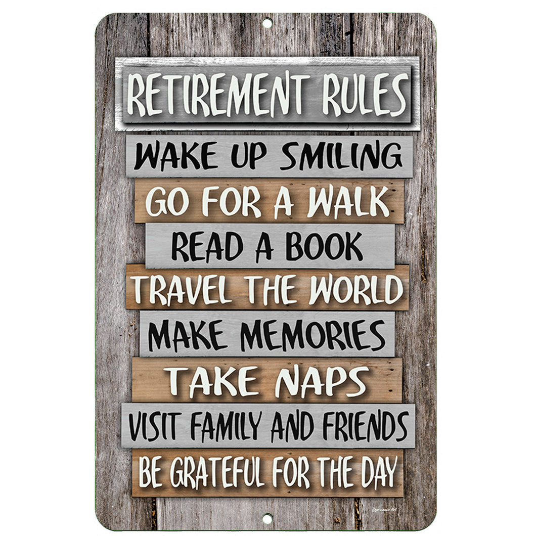 Dyenamic Art - Retirement Sign - Retirement Rules Metal Sign - Retiree Gift