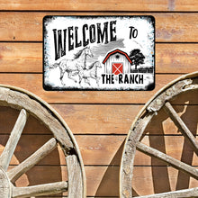 Load image into Gallery viewer, Dyenamic Art - Welcome to Our Ranch Metal Sign – Vintage Farmhouse Horse Decor
